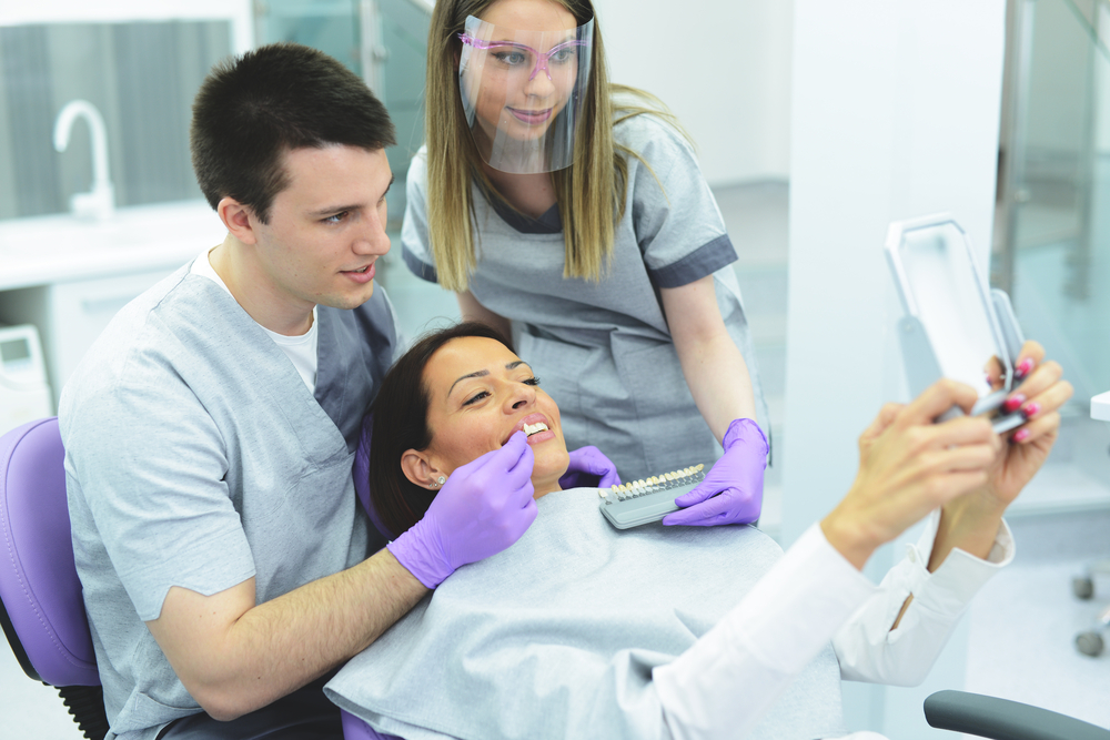 ensuring porcelain veneers match patient's teeth